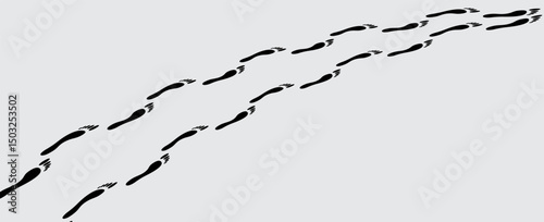 footprint shoe sole tracking path on transparent background, shoe footprint path vector illustration