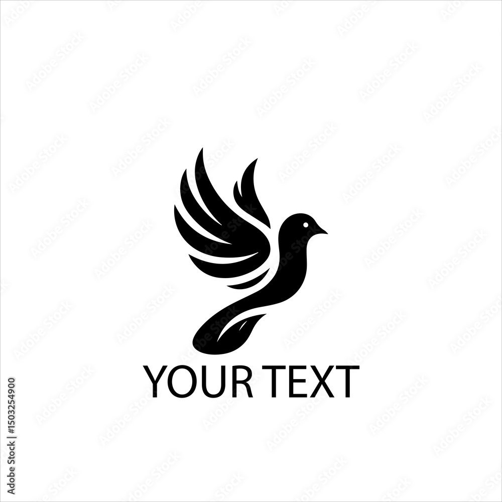 Fototapeta premium Minimalist Dove Logo – Holy Spirit Pentecost Symbol Vector Isolated on White Background