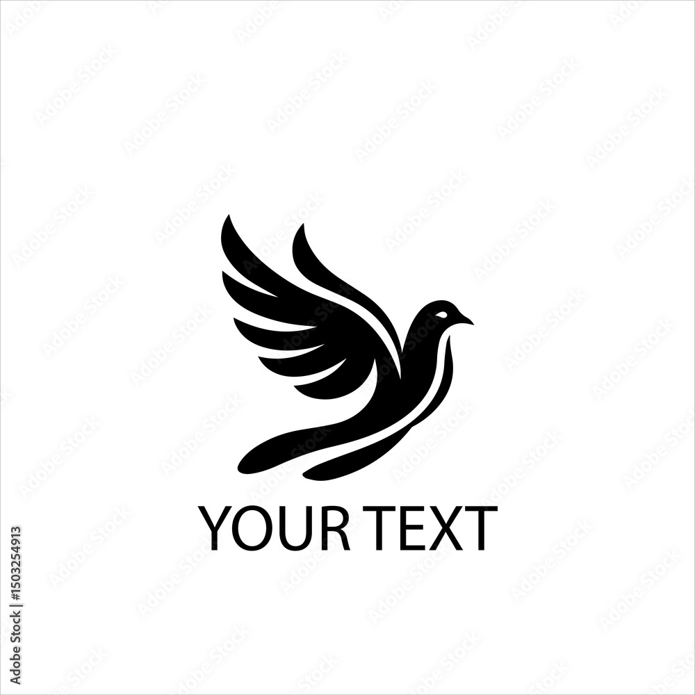 Obraz premium Minimalist Dove Logo – Holy Spirit Pentecost Symbol Vector Isolated on White Background