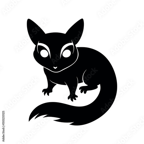 Sugar Glider in Clean Black Vector Silhouette Format