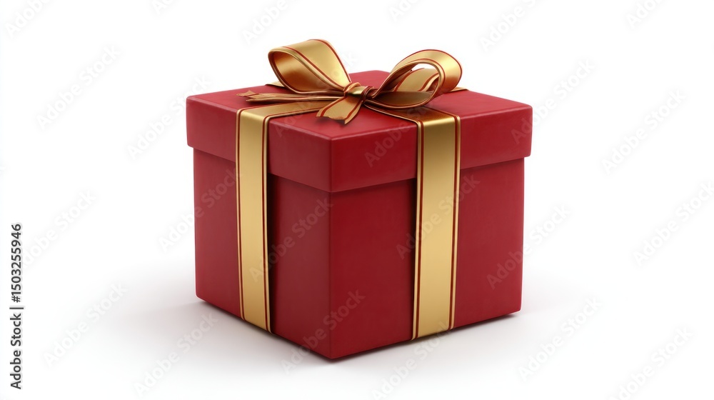 Fototapeta premium Red gift box with gold ribbon (1)