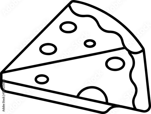 cheese slice outline coloring book page line art vector illustration