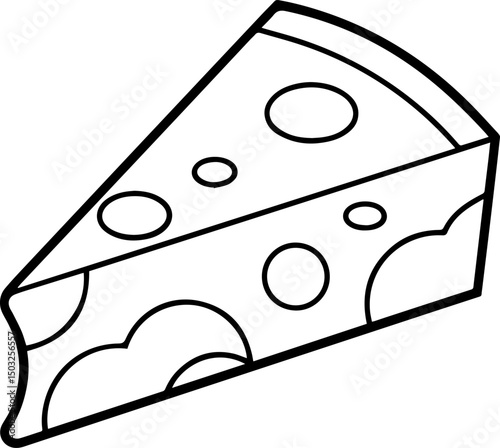 cheese slice outline coloring book page line art vector illustration