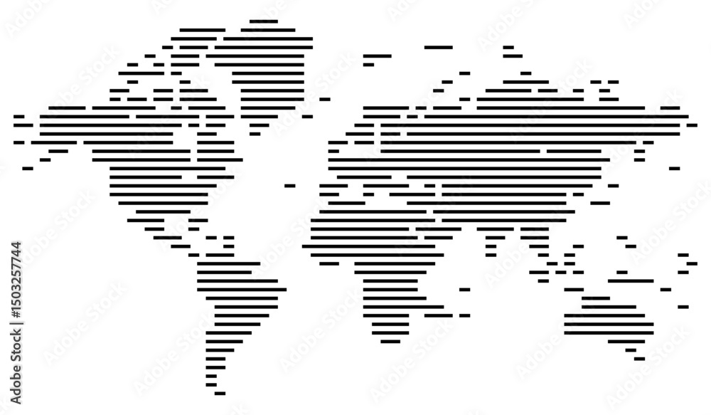 Fototapeta premium World map in line shape. Highlighting continents with elegance, dotted world map is perfect for atlas concepts, global design, and infographic visual storytelling. Dotted infographic line shape map