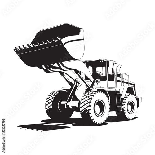 Powerful Wheel Loader Vector Illustration for Industrial and Construction Use