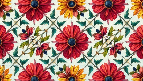 Wallpaper Mural Intricate floral design, repeating seamlessly for textile use, vintage, swatch Torontodigital.ca