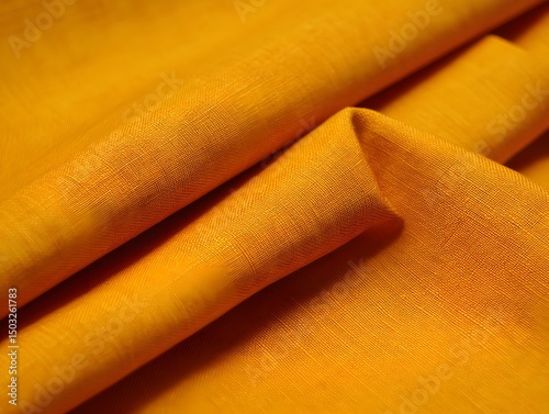Golden Fabric Texture: A close-up shot highlights the delicate texture and rich golden hue of a luxuriously draped fabric, evoking warmth and opulence.