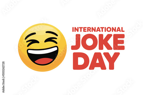 International joke day celebration featuring laughing emoji vector illustration on white background