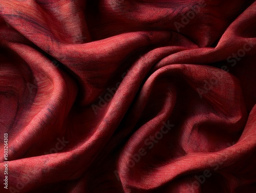 Luxurious Red Fabric: A close-up of vibrant fabric, capturing the rich color and delicate textures, evoking a sense of opulence and sophistication.