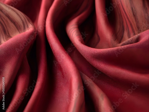 Scarlet Silk: Elegant and luxurious folds of scarlet silk cascade, creating a mesmerizing display of texture and color, evoking feelings of opulence and refinement.