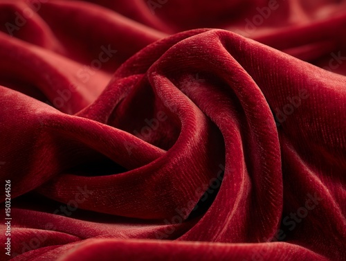 Crimson Embrace: An opulent close-up captures the rich textures and deep hues of a velvety crimson fabric, highlighting the luxurious softness and depth of its folds.