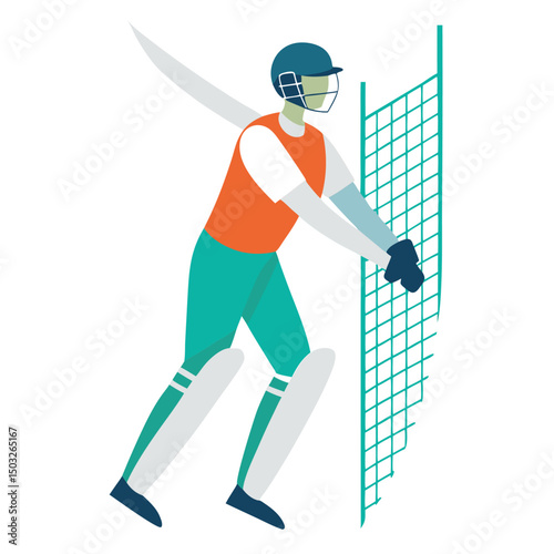 Dynamic Cricket Batsman Powerful Stance and Ready to Strike