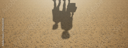 Wallpaper Mural Concept or conceptual background of floor texture surface with a human shadow as silhouette. A 3d illustration metaphor to young childhood education, fun happy family child parent relationship design Torontodigital.ca