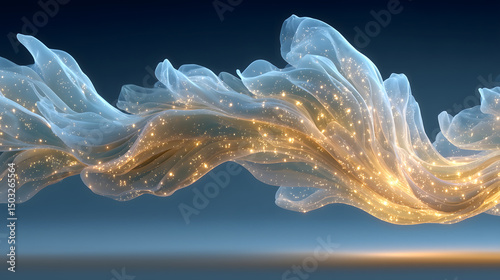 Golden Essence Flowing Through Soft Cream and White