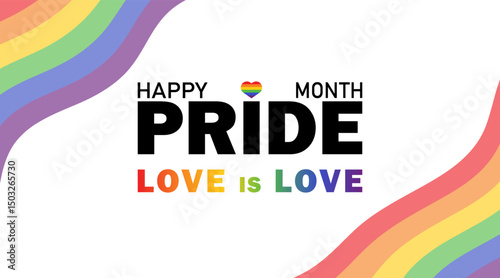 Pride month. Lgbtq+. Love is love.  Rainbow pride background for banner, poster, greeting card