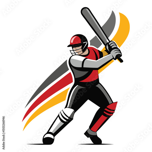 Dynamic Cricket Batsman Powerful Stance and Ready to Strike