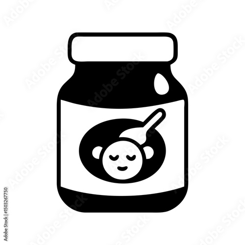 Black and White Icon of a Jar of Baby Food Product