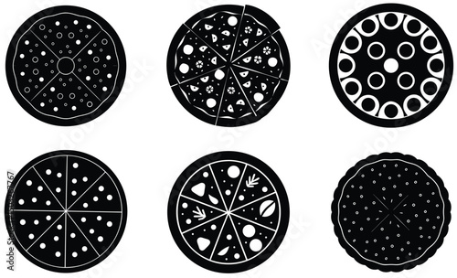 Pizza Silhouette Vector Set – Delicious Italian Pizza Slice Illustration, Fast Food Icon, and Gourmet Snack Design photo