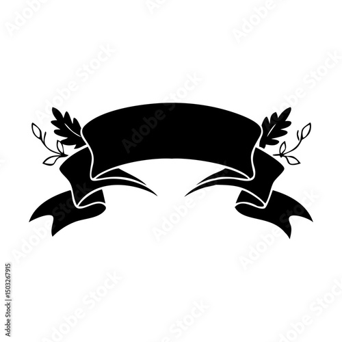 Elegant black banner with floral accents, ready for your personalized text