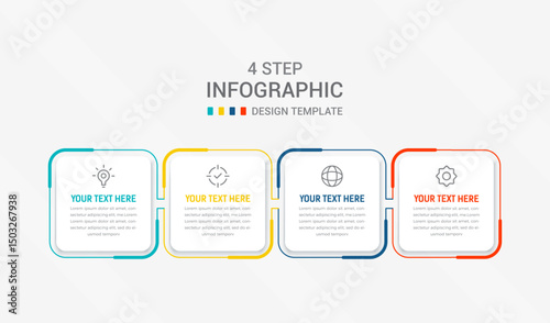 Four Step Infographic element design Vector template for presentation. process diagram and presentations step, workflow layout, banner, flow chart, info graphic vector illustration.