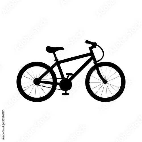 Silhouette of a Bicycle with Detailed Wheels and Frame on White