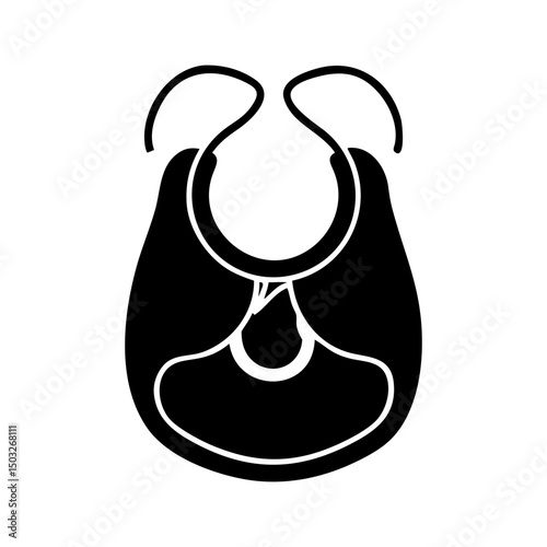 Simple and Clean Baby Bib Illustration on a White Background with Straps