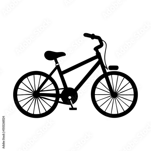 Simple black silhouette illustration of a bicycle on a plain white background
