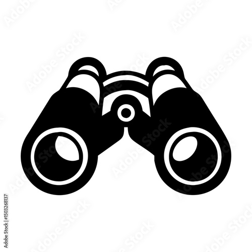 Stylized black and white image of binoculars for distance viewing vision