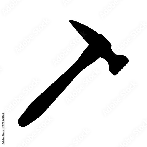 Silhouette of a claw hammer tool on white background ready for use