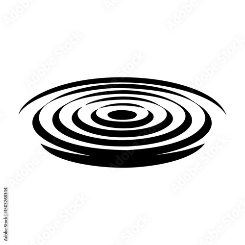 Monochrome hypnotic abstract art illustration of concentric oval rings converging inwards