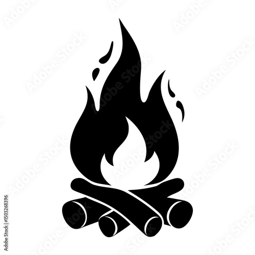 Campfire blazing in the night, creating a warm and inviting glow