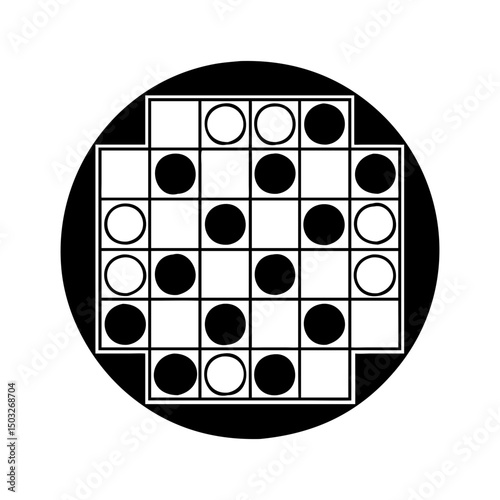 Black and White Circle and Dot Board Game Ready to Play
