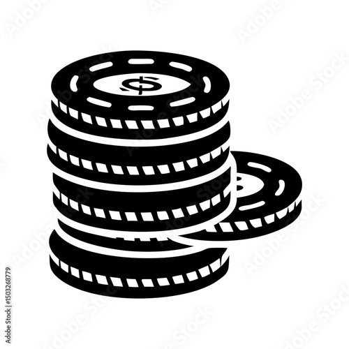 A striking black and white image of stacked casino chips showing wealth