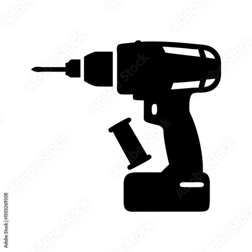 Illustration of a cordless drill with extra battery pack isolated on white