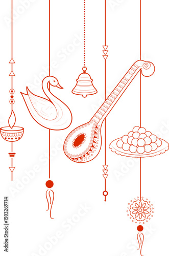 Goddess of Wisdom Saraswati for Vasant Panchami India festival background