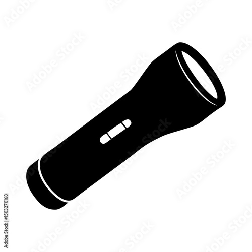 Simple black flashlight icon with a switch, providing portable light source