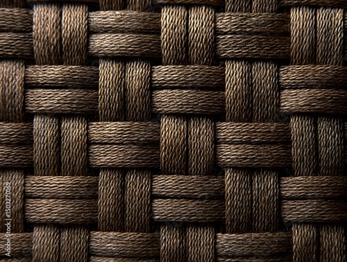 Woven Fiber Texture: Detailed closeup showcases the intricate weave of a brown fiber material, creating a tactile and organic pattern, adding depth to your design.