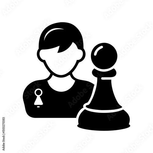 Conceptual representation of a chess player with chess pawn strategy concept