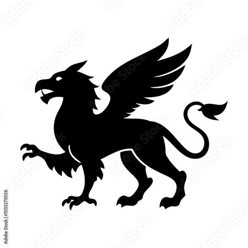 Striking silhouette of a Griffin, a mythical creature with eagle and lion parts