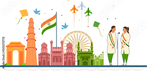 flat minimal simplistic background for 26 January Happy Republic Day of India