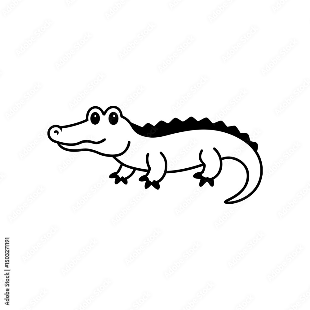 Naklejka premium Vector illustration of cute Crocodile line art illustration