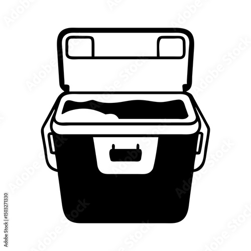Open cooler with ice inside, ready for a refreshing day outside