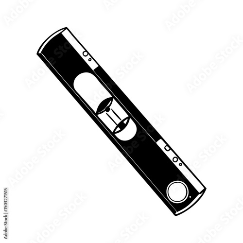 An isolated black and white simple line drawing of a level tool
