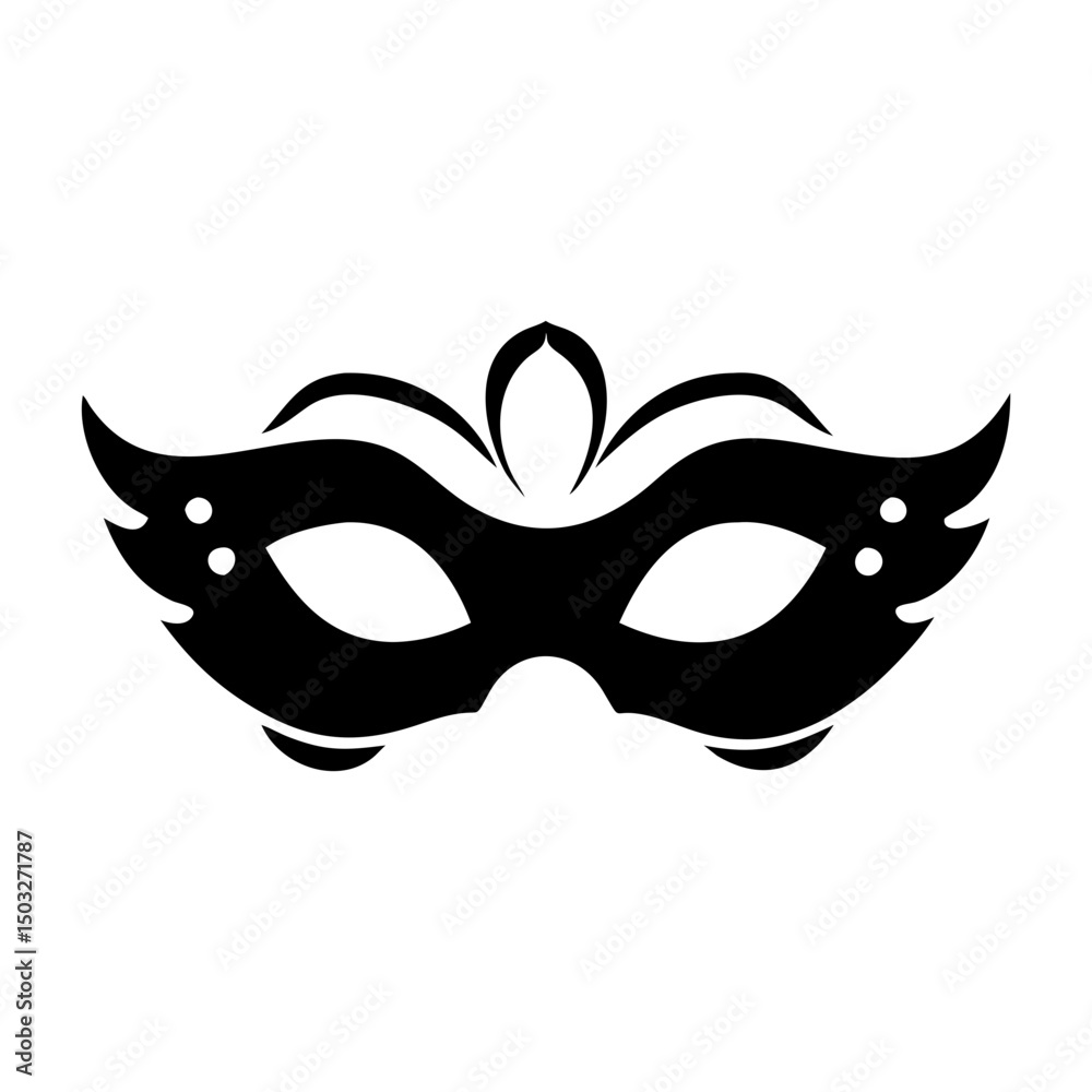 Elegant black masquerade mask with decorative elements, suitable for carnival or costume Elegant black masquerade mask with decorative elements, suitable for carnival or costume