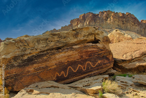 Snake Petroglyph on Moore Cutoff Road in Central Utah.
