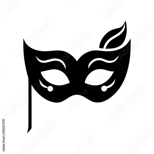Elegant black masquerade mask with feather for a night of mystery