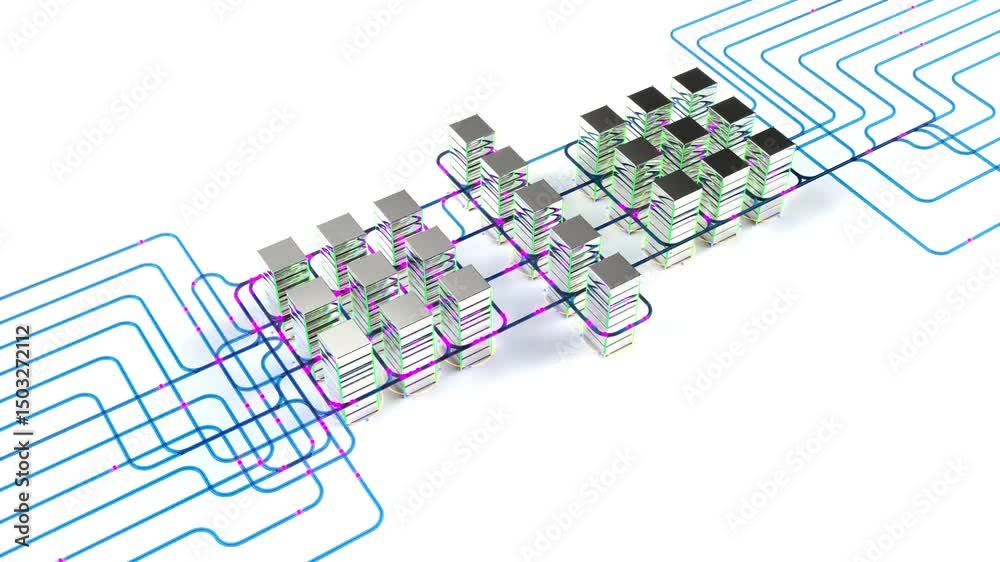 AI big data kerning servers db neon led able to loop endless 4k