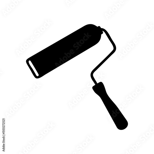 Black and white illustration of a paint roller tool for walls