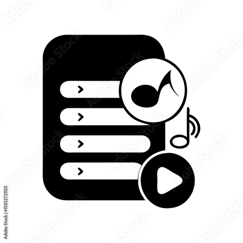 Music streaming app with a play button and playlist view icon