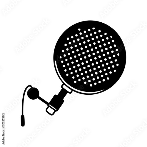 Stylized Black Pop Filter for Microphone Stand with Reflection Shield